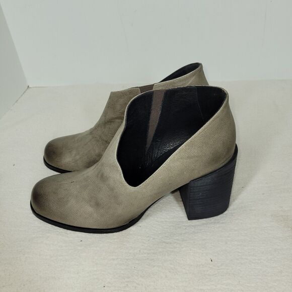 Free People Boots Womens Size 10.5 Gray Ankle Boot Bootie Leather Block Heel - Picture 6 of 16